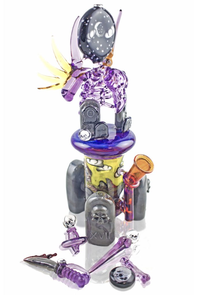 Unique glass bong, a testament to the artistic craftsmanship at It's All Goodz, the premier smoke shop in Phoenix.